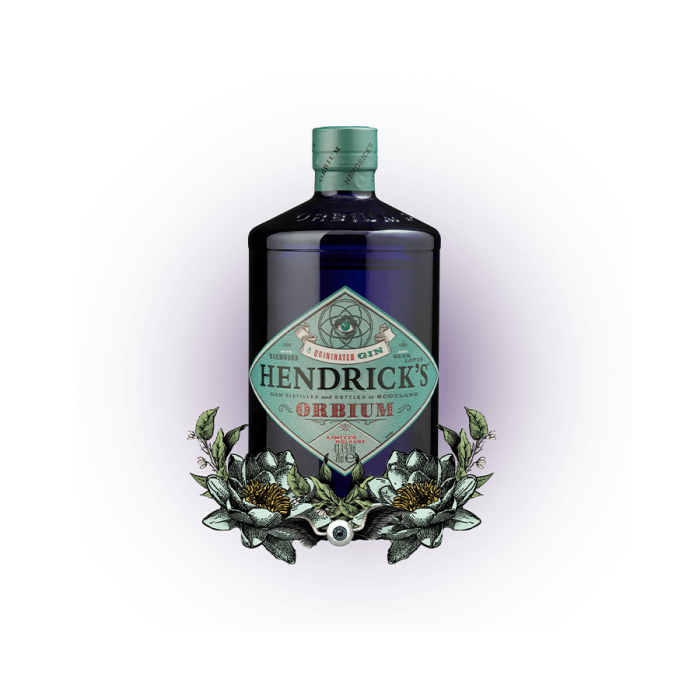 Hendrick’s Orbium bottle with flower base